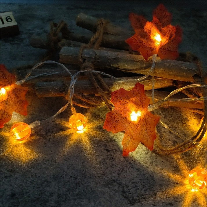 Led Maple Leaf Pumpkin Lighting Chain Thanksgiving Decoration Flashing Light