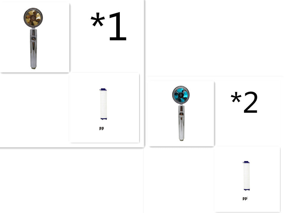 360° Rotating Water-Saving Shower Head with Built-in Fan