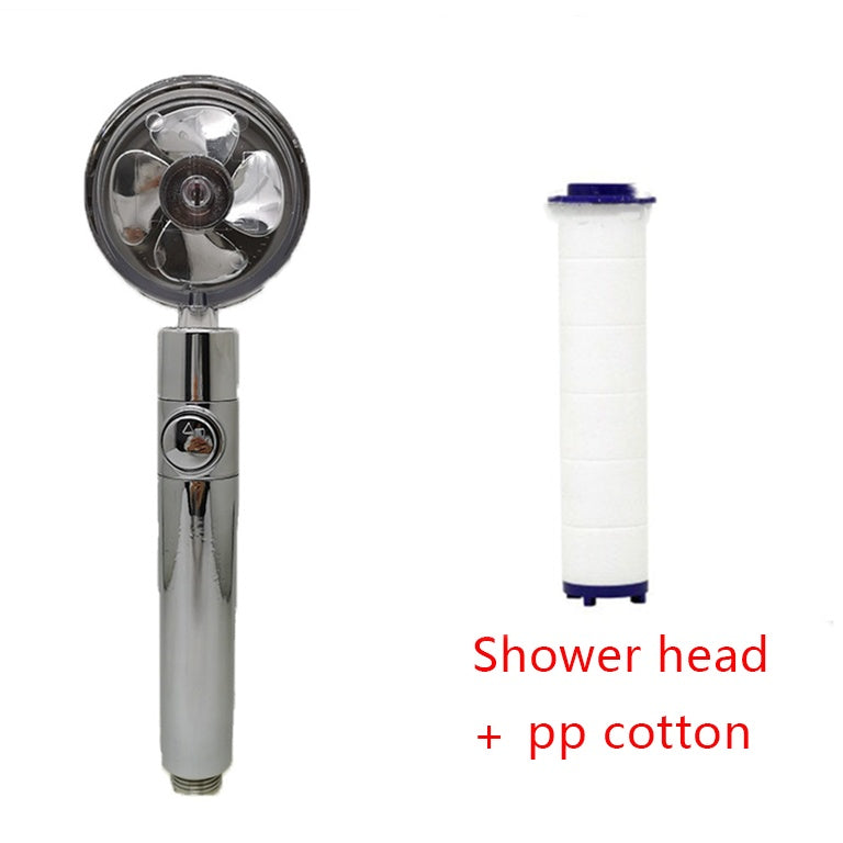 360° Rotating Water-Saving Shower Head with Built-in Fan