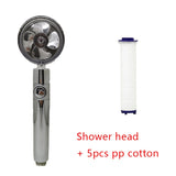 360° Rotating Water-Saving Shower Head with Built-in Fan