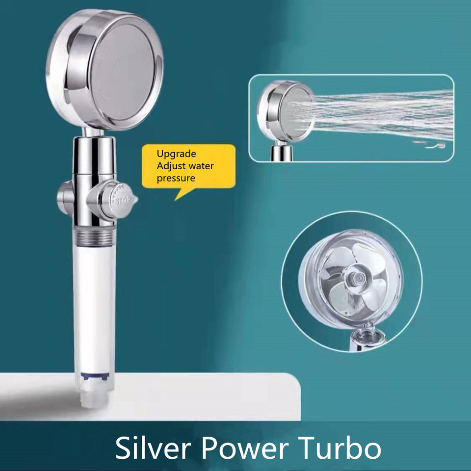 360° Rotating Water-Saving Shower Head with Built-in Fan